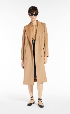 BEIGE MaxMara Double-breasted Camel Trench | MMR593945