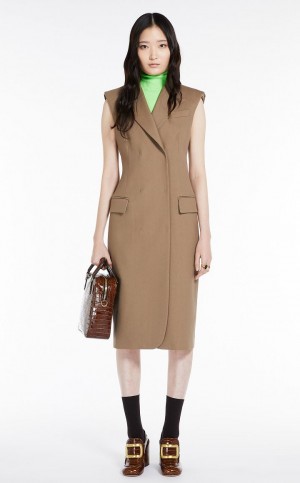 BEIGE MaxMara Double-breasted Sleeveless Dresses | MMR593359