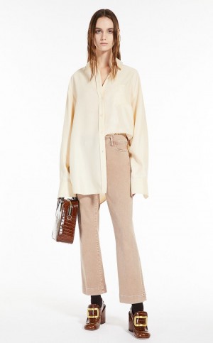 BEIGE MaxMara Flared Stretch Denim Jeans | MMR593763
