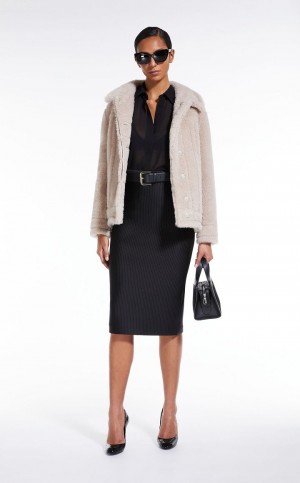 BEIGE MaxMara Short Jacket In Teddy Fabric Coats | MMR593882
