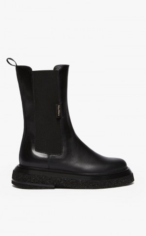 BLACK MaxMara Calfskin Chelsea Ankle Boots | MMR594188