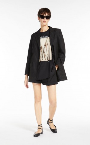 BLACK MaxMara Cotton With Wegman Print T-shirts | MMR593675