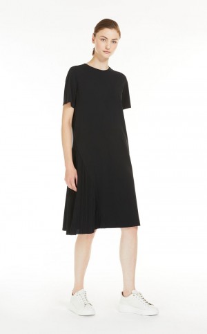 BLACK MaxMara Crew-neck In Stretch Jersey Fabric Dresses | MMR593373