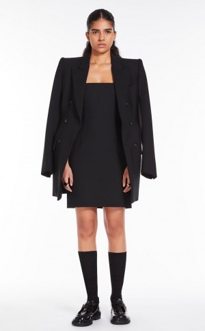BLACK MaxMara Double-breasted Long Blazers | MMR594035