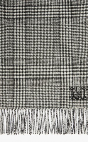 BLACK MaxMara Jacquard Baby Alpaca Stole With Embroidery Scarves | MMR594286