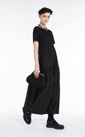 BLACK MaxMara Long In Jersey And Cotton Dresses | MMR593374