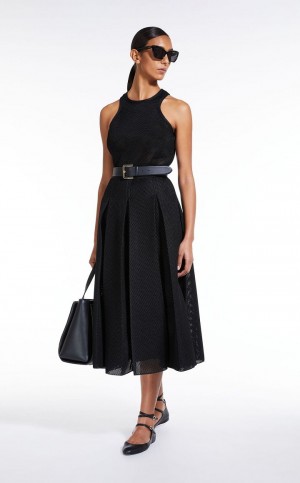 BLACK MaxMara Mesh-effect Technical Jersey Tops | MMR593663