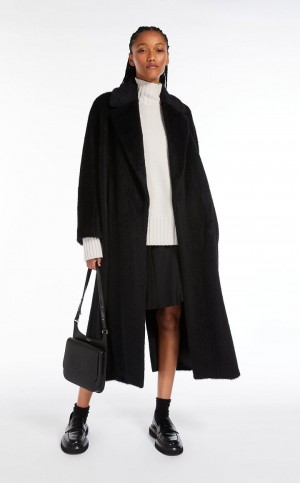 BLACK MaxMara Oversized Alpaca And Wool Coats | MMR593841