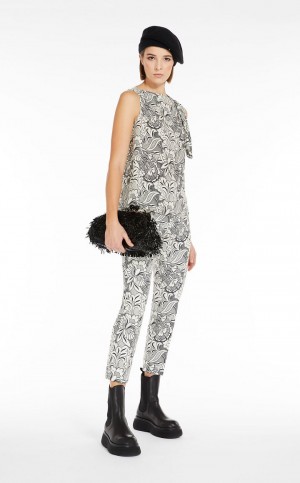 BLACK MaxMara Printed Silk Blouses | MMR593575