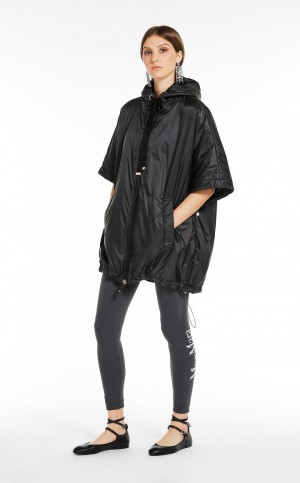 BLACK MaxMara Water-repellent Canvase Capes | MMR593965