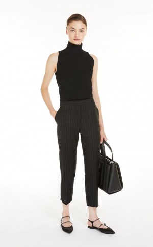 BLACK MaxMara Wool Cigarette Trousers | MMR593775