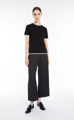 BLACK MaxMara Wool Yarn T-shirt Knitwear | MMR593455