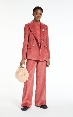 BRICK RED MaxMara Cotton Velvet Blazers | MMR594105