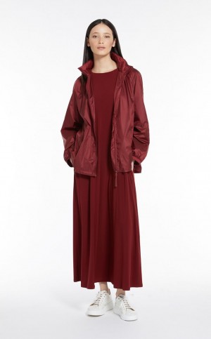 BRICK RED MaxMara Water-repellent Nylon Windbreaker Trench | MMR593944