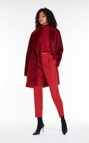 BRICK RED MaxMara Wool Twill Trousers | MMR593772