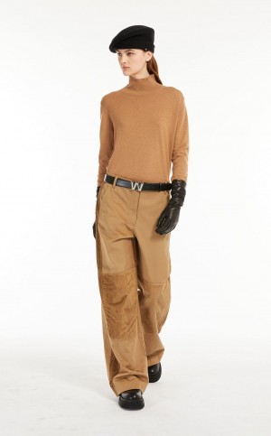 CAMEL MaxMara Cotton Gabardine Trousers | MMR593796