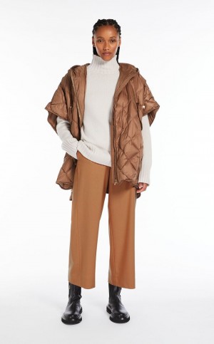 CAMEL MaxMara Hood In Water-resistant Canvas Capes | MMR593958