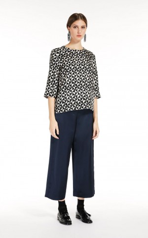 ECRU MaxMara Printed Silk Blouses | MMR593623