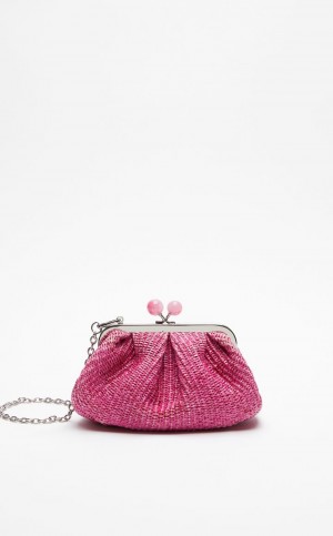 FUCHSIA MaxMara Small Pasticcinoin Raffia Weekend Bag | MMR594140