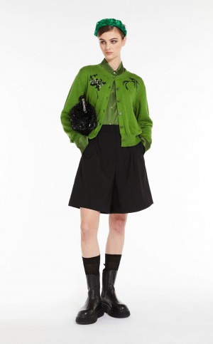 GREEN MaxMara Flowing Satin Blouses | MMR593593