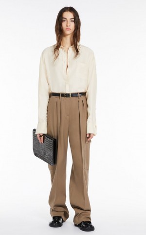 IVORY MaxMara Long In Habotai Silk Blouses | MMR593552