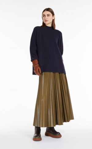KAKI MaxMara Coated Jersey Skirts | MMR593696