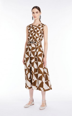 KAKI MaxMara Printed Poplin Dresses | MMR593387