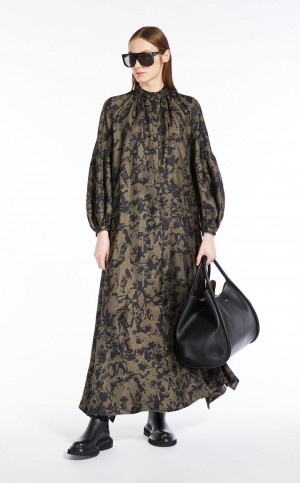 KAKI MaxMara Printed Silk Twill Dresses | MMR593323