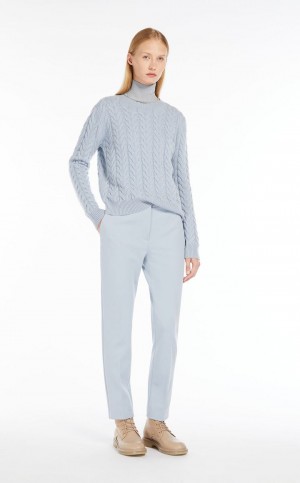 LIGHT BLUE MaxMara Cable Cashmere Knitwear | MMR593419