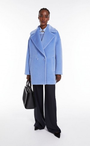 LIGHT BLUE MaxMara Double-breasted Alpaca And Wool Pea Coats | MMR593851
