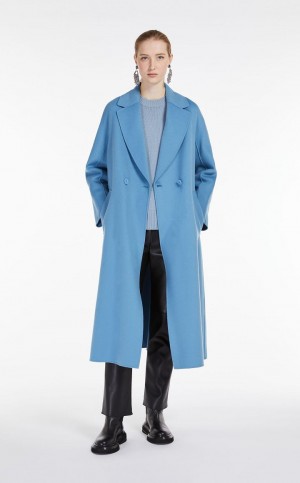 LIGHT BLUE MaxMara Flared Wool Coats | MMR593846