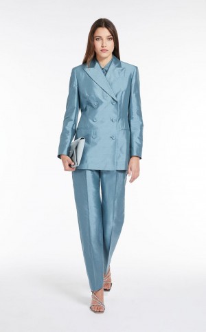LIGHT BLUE MaxMara Silk Shantung Jackets | MMR594096