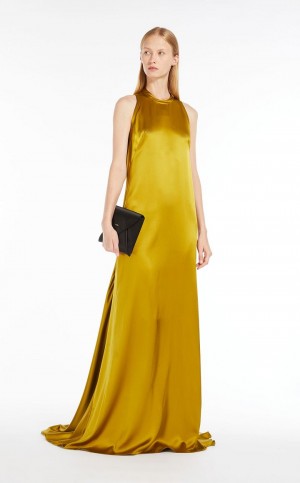 LIME GREEN MaxMara Silk Slip Dresses | MMR593306