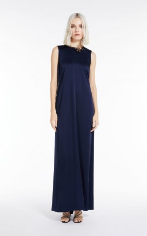 MIDNIGHTBLUE MaxMara Crepe Envers Satin Dresses | MMR593322