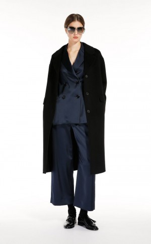 MIDNIGHTBLUE MaxMara Double-breasted Satin Jackets | MMR594034