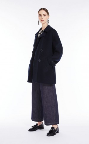MIDNIGHTBLUE MaxMara Double-breasted Wool Pea Coats | MMR593938