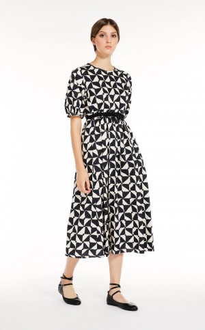 MIDNIGHTBLUE MaxMara Printed Poplin Dresses | MMR593379