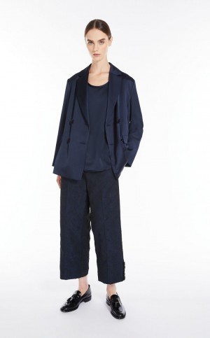 MIDNIGHTBLUE MaxMara Viscose-blend Satin Blouses | MMR593556