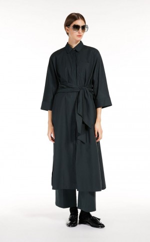 MOSS GREEN MaxMara Long Poplin Shirt Dresses | MMR593300