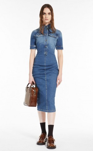 NAVY MaxMara Fitted Super Stretch Denim Dresses | MMR593386