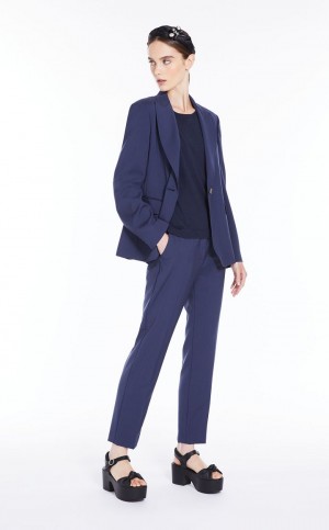 NAVY MaxMara Wool Cigarette-cut Suit | MMR593539