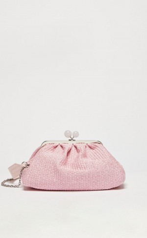 PINK MaxMara Medium Pasticcinoin Raffia Weekend Bag | MMR594166