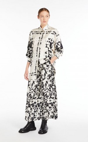 WHITE BLACK MaxMara Silk Twill Blouses | MMR593584